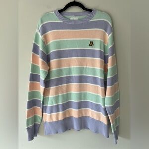 Teddy Fresh Men’s Pastel Striped Knit Crewneck Sweater | Size Large